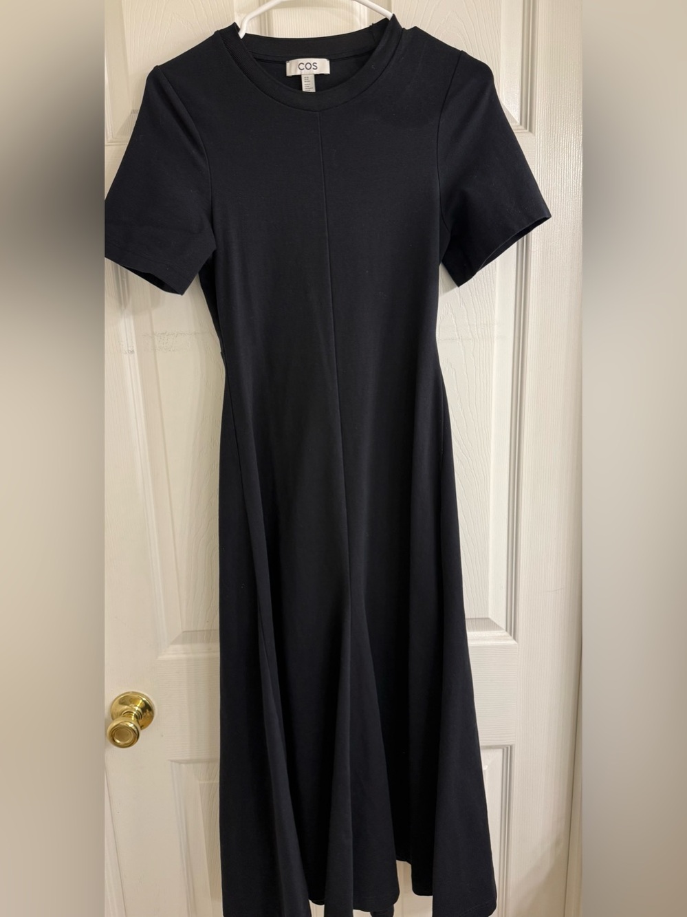 COS Black Short-Sleeve Flared Midi Dress-Sz XS